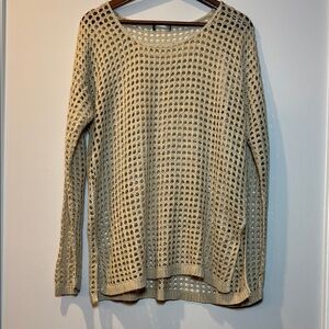Cream Textured‎ Knit Crew Neck Sweater